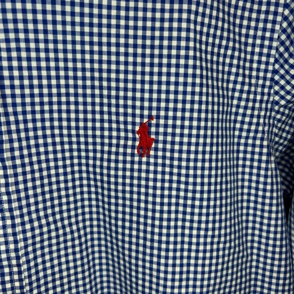Ralph Lauren Men’s Button-Up – Royal Blue & White Check, Red Logo – Size M - Picture 8 of 8